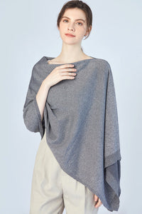 FennySun Women Shawl Mixed With Silver Silk Poncho