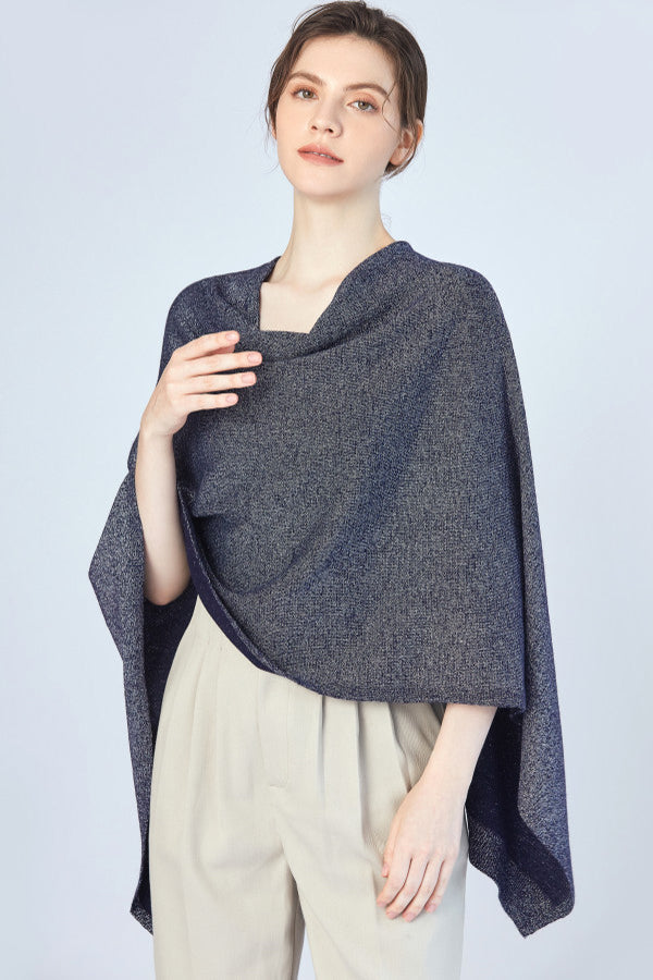 FennySun Women Shawl Mixed With Silver Silk Poncho