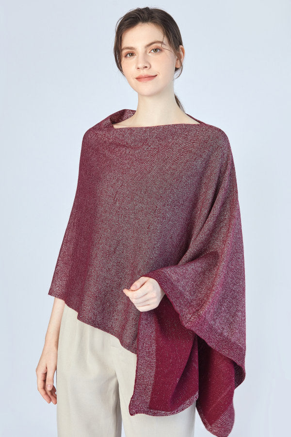 FennySun Women Shawl Mixed With Silver Silk Poncho