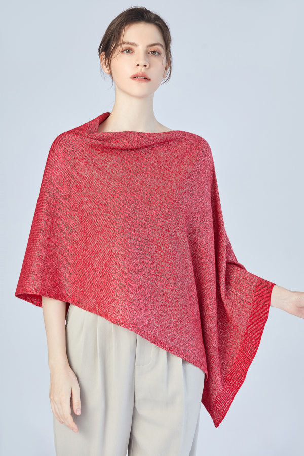 FennySun Women Shawl Mixed With Silver Silk Poncho