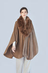 FennySun Women Knitted Fabric Soft Warm Artificial Fur Collar Cloak Shawl