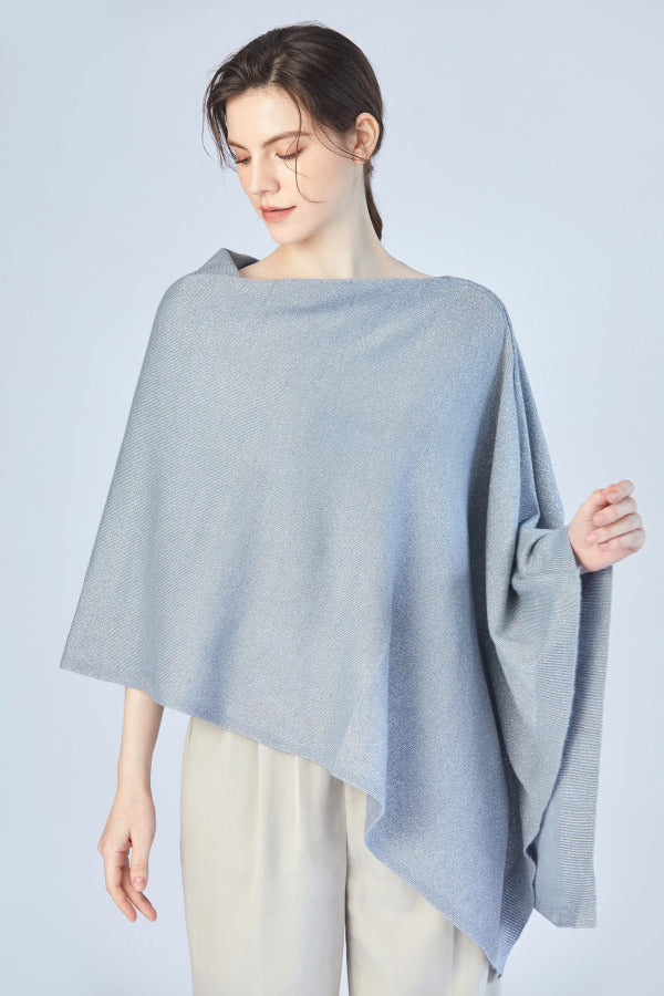 FennySun Women Silver Silk Poncho