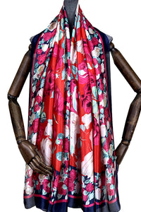 FennySun Women Fashion Silk Feel Flower Print Scarf