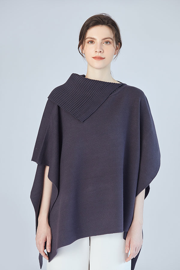 FennySun Women Lapel Design Poncho