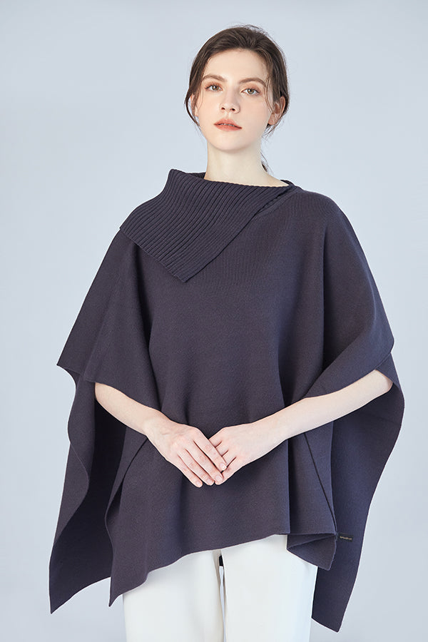 FennySun Women Lapel Design Poncho