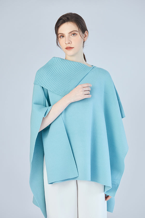 FennySun Women Lapel Design Poncho