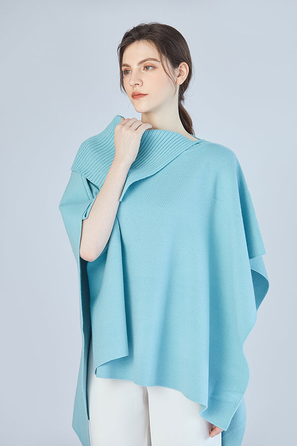 FennySun Women Lapel Design Poncho