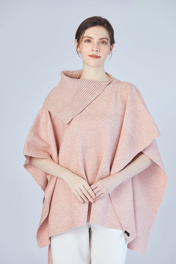 FennySun Women Lapel Design Poncho