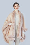 FennySun Women Winter/Autumn Artificial Fur Collar Cloak Knitted Fabric Shawl