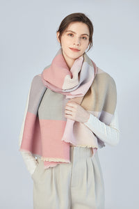 FennySun Women Pleated Style Square Pattern Scarf