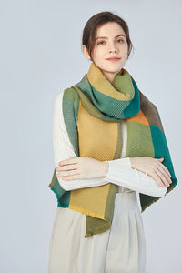 FennySun Women Pleated Style Square Pattern Scarf