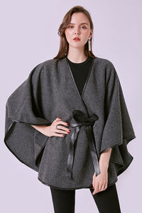 FennySun Women Fashion Belt Poncho Edging Shawl