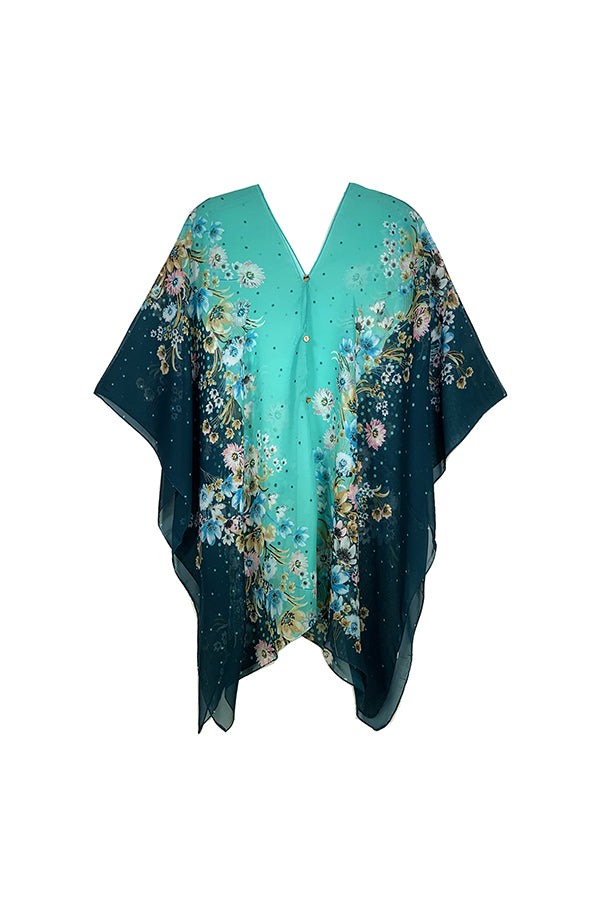 FeenuSun Women Fashion Floral Print Beachwear Cape Swimwear