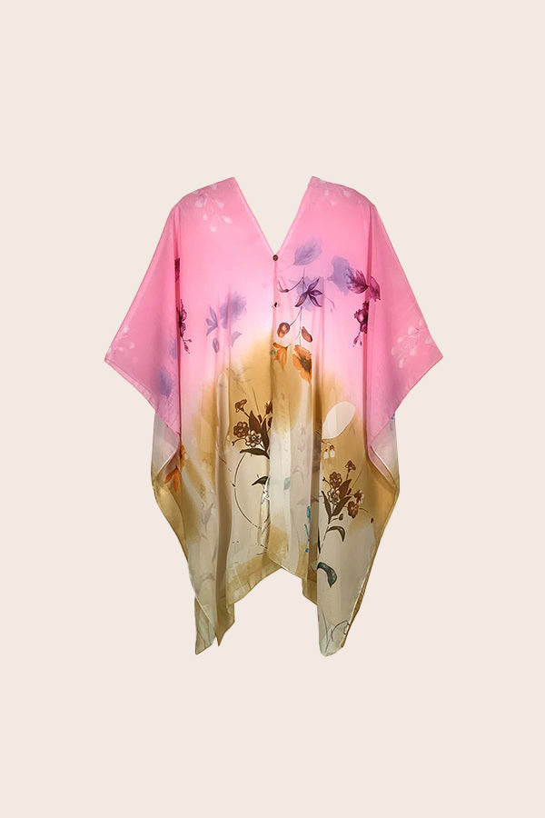 FennySun Women Fashion Floral Print Beachwear Cape Swimwear