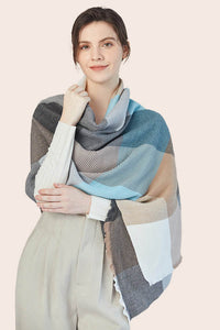 FennySun Women Pleated Style Square Pattern Scarf